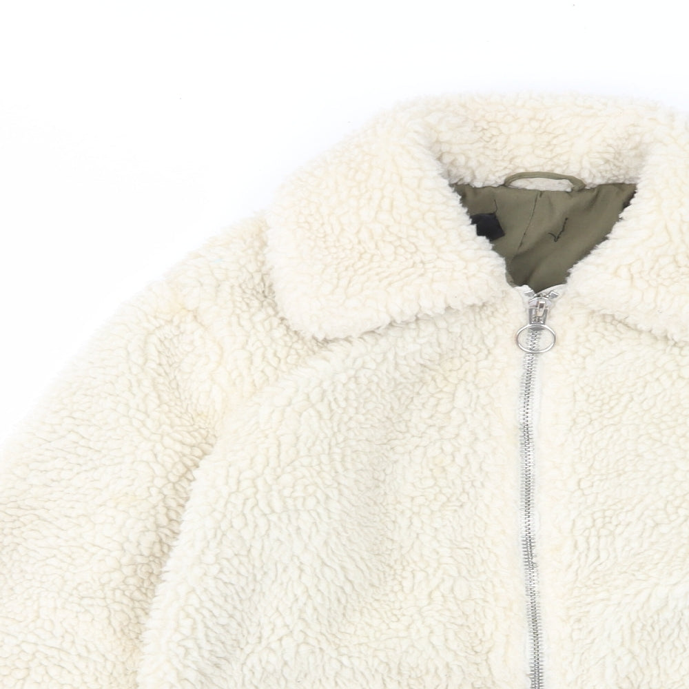 Topshop Womens Beige Jacket Size 6 Zip - Pockets, Collared