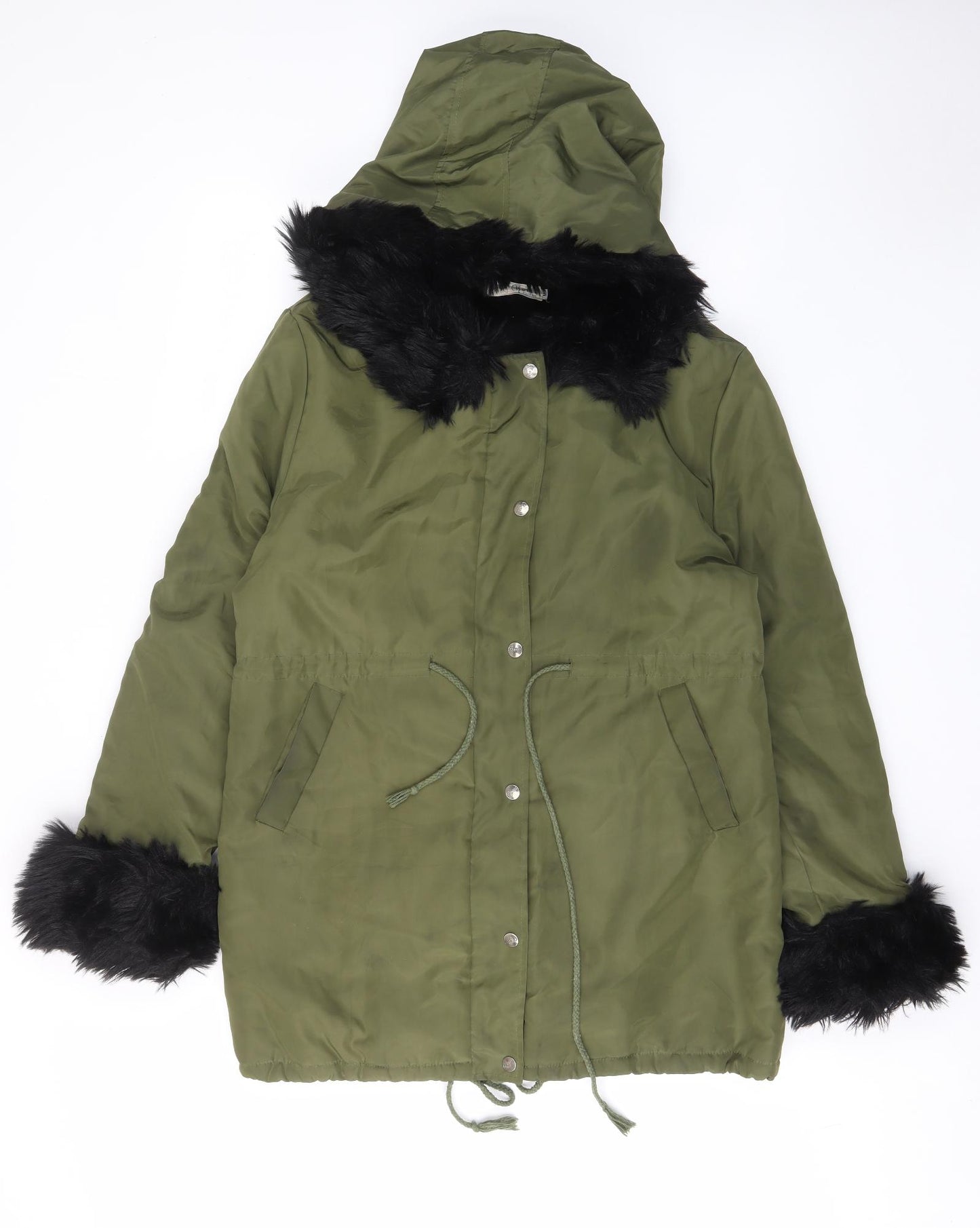 Roiii Womens Green Parka Coat Size M Button - Pockets