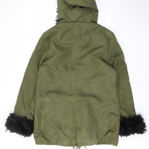 Roiii Womens Green Parka Coat Size M Button - Pockets