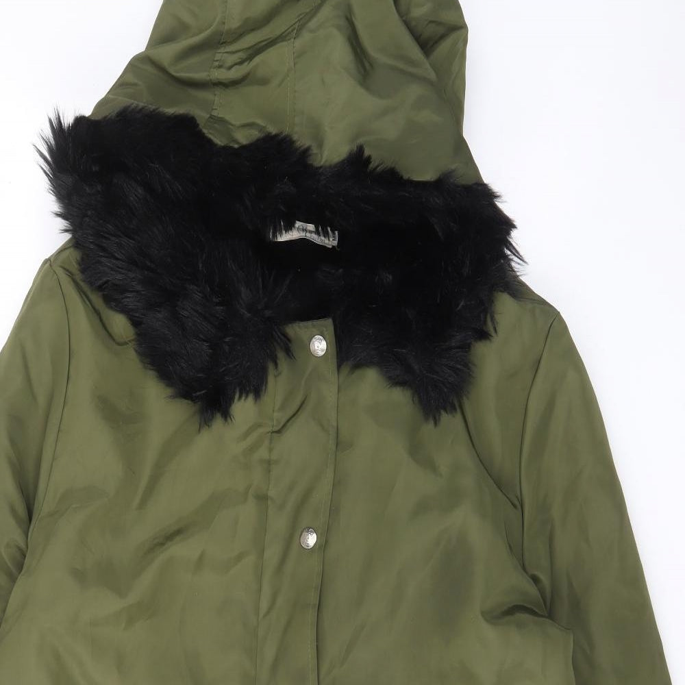 Roiii Womens Green Parka Coat Size M Button - Pockets