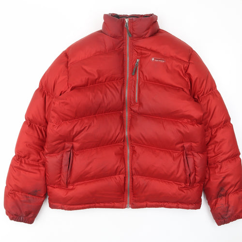 Timberland Mens Red Quilted Coat Size M Zip - Zip Pockets, Logo