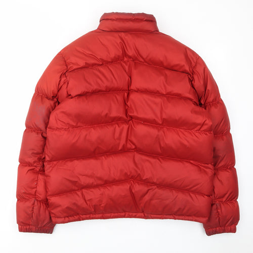 Timberland Mens Red Quilted Coat Size M Zip - Zip Pockets, Logo