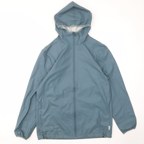 Rain Womens Blue Rain Coat Coat Size XS Zip - Zip Pockets