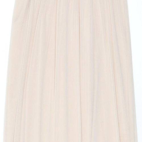Miss Selfridge Womens Beige Polyester A-Line Size 4 V-Neck Pullover - Lace