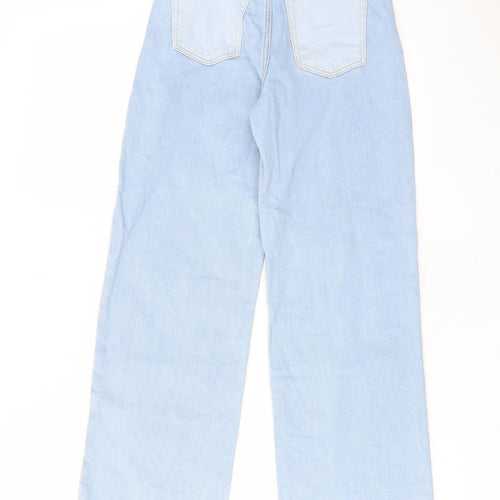 H&M Girls Blue Cotton Wide-Leg Jeans Size 10-11 Years L25 in Regular Zip - Pockets, Belt Loops