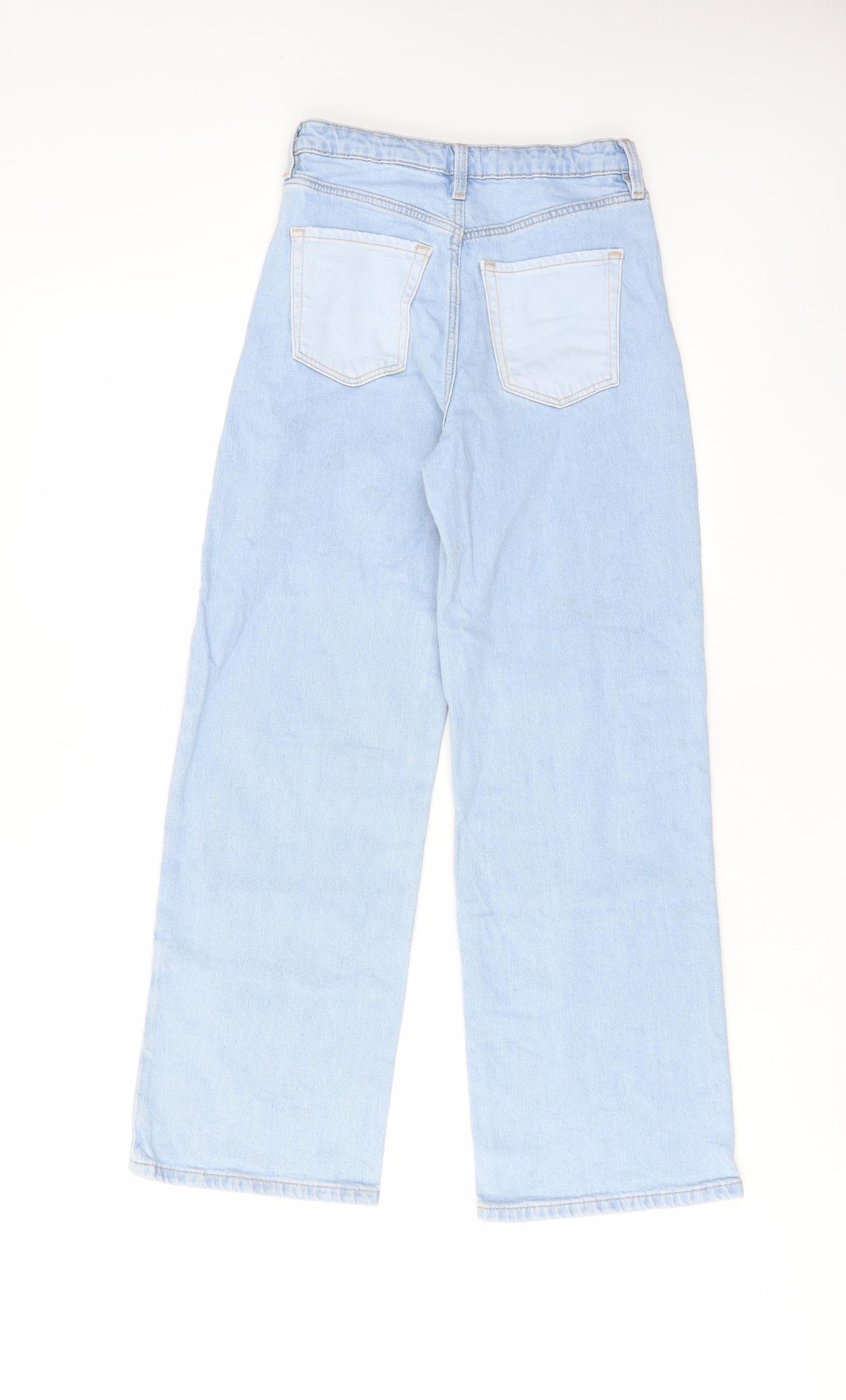 H&M Girls Blue Cotton Wide-Leg Jeans Size 10-11 Years L25 in Regular Zip - Pockets, Belt Loops