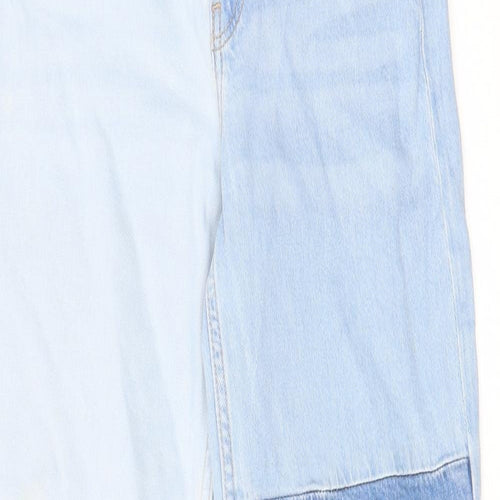 H&M Girls Blue Cotton Wide-Leg Jeans Size 10-11 Years L25 in Regular Zip - Pockets, Belt Loops