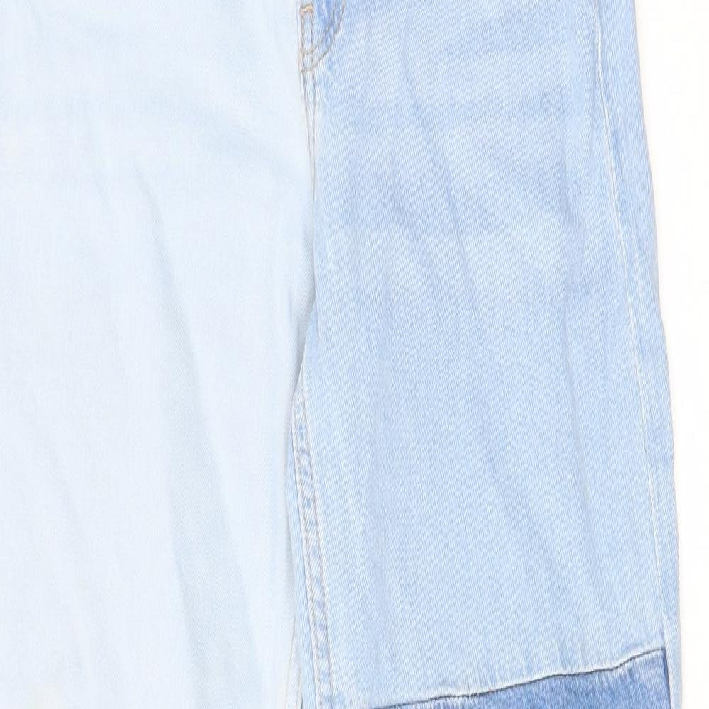 H&M Girls Blue Cotton Wide-Leg Jeans Size 10-11 Years L25 in Regular Zip - Pockets, Belt Loops