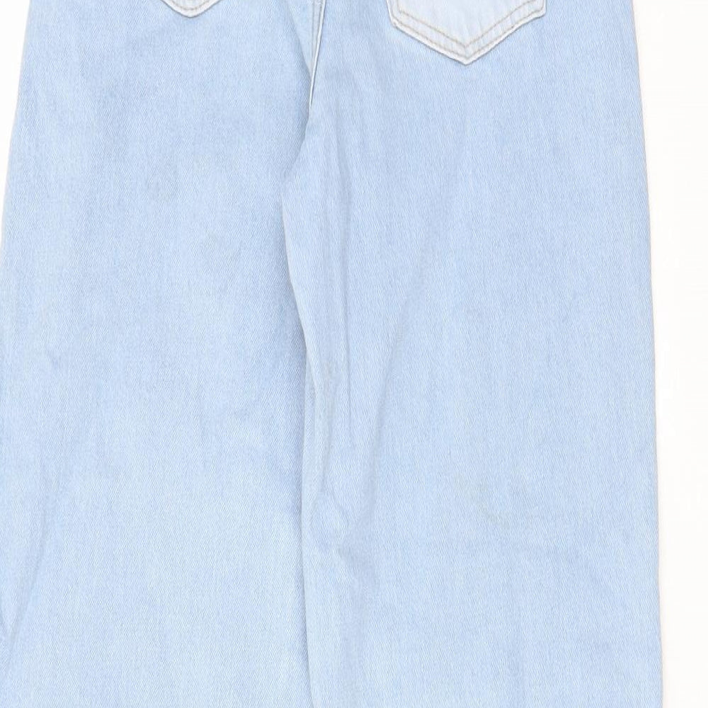 H&M Girls Blue Cotton Wide-Leg Jeans Size 10-11 Years L25 in Regular Zip - Pockets, Belt Loops