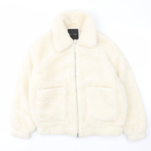 New Look Womens Ivory Jacket Size S Zip - Pockets, Collared