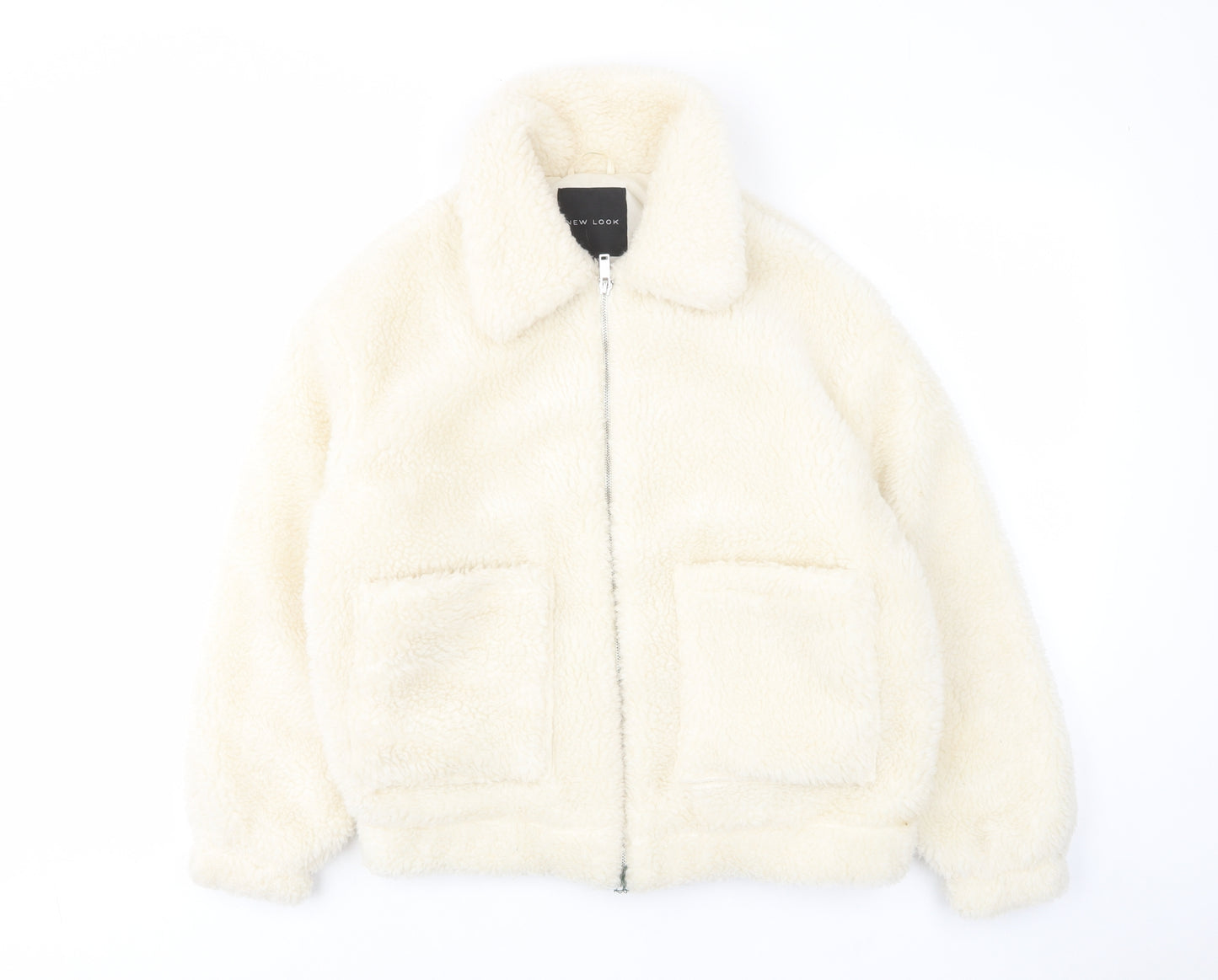 New Look Womens Ivory Jacket Size S Zip - Pockets, Collared