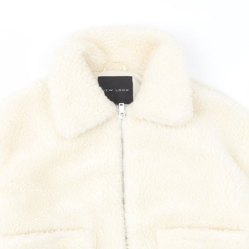 New Look Womens Ivory Jacket Size S Zip - Pockets, Collared