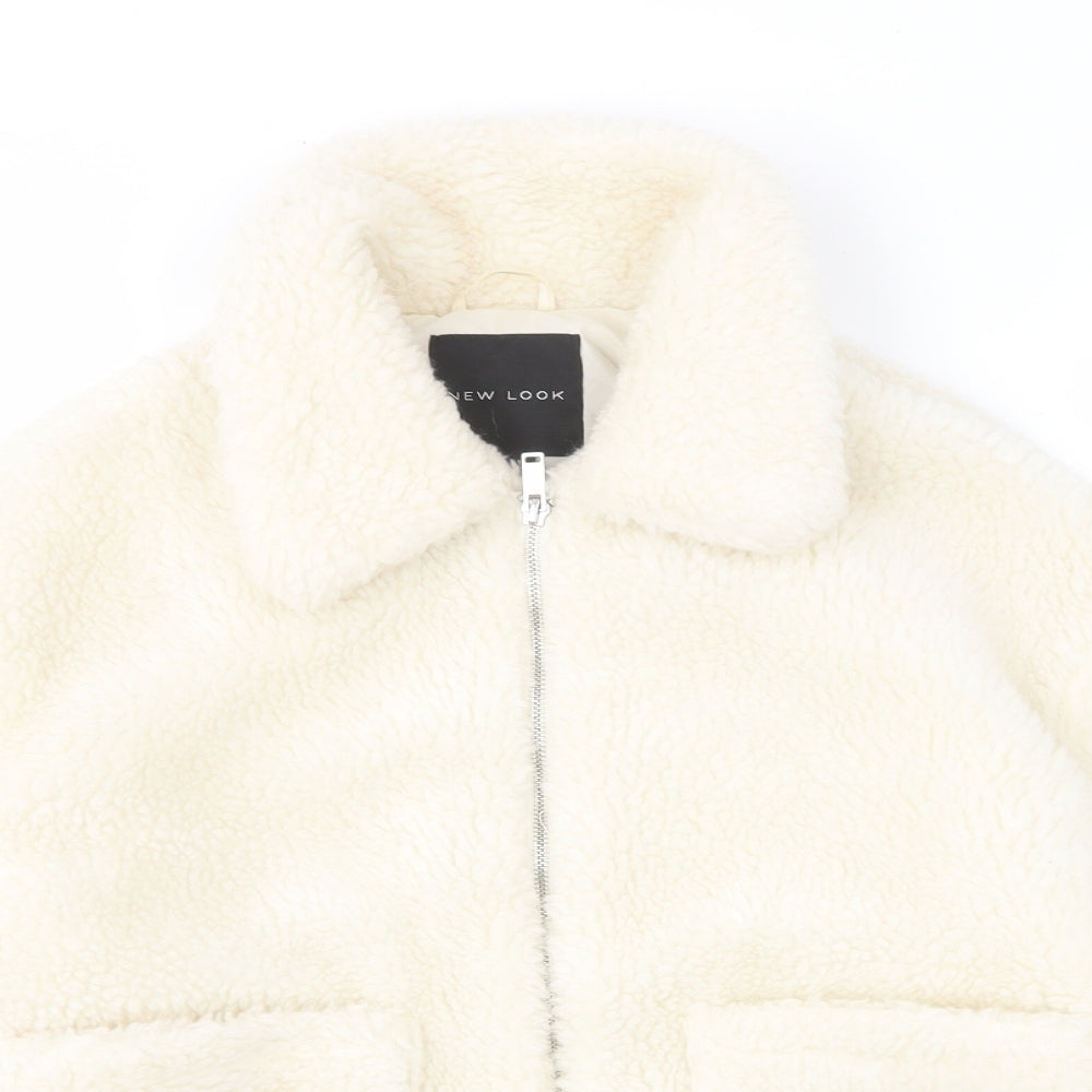 New Look Womens Ivory Jacket Size S Zip - Pockets, Collared