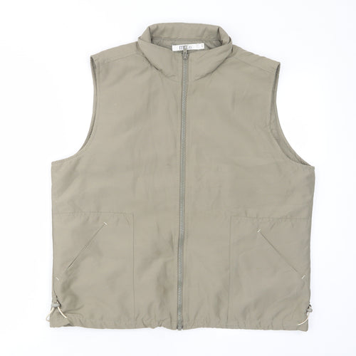 M&Co Womens Green Gilet Jacket Size L Zip - Pockets