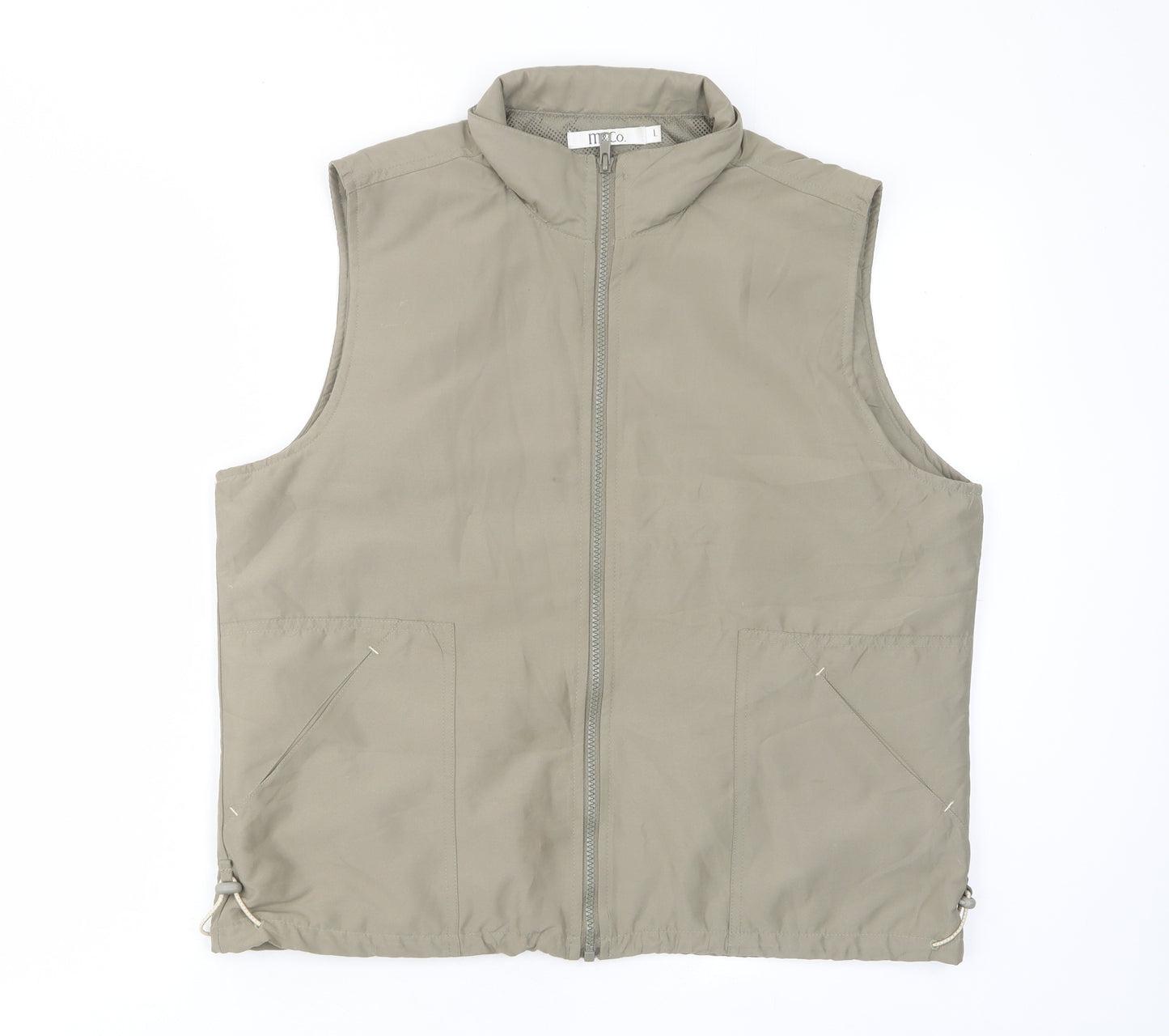M&Co Womens Green Gilet Jacket Size L Zip - Pockets