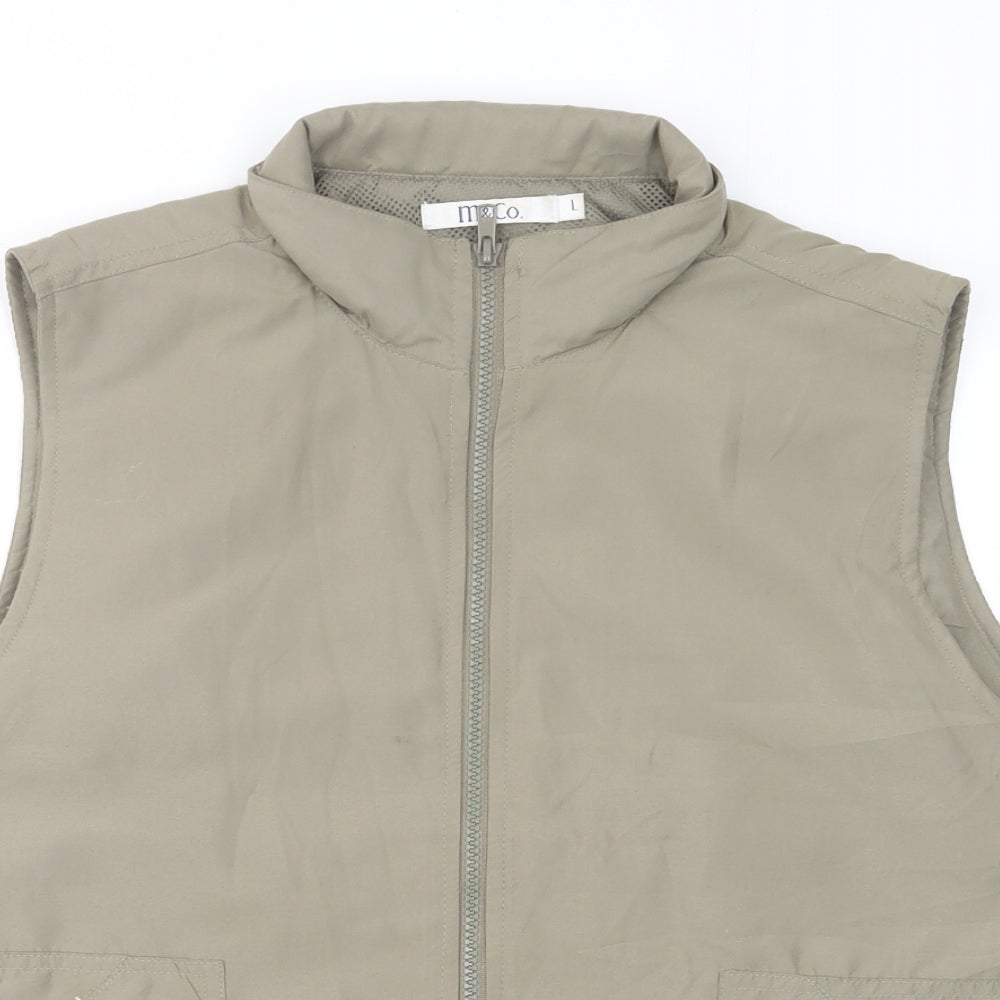 M&Co Womens Green Gilet Jacket Size L Zip - Pockets