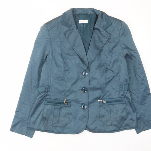 Bonita Womens Blue Biker Jacket Size 16 Button - Zip Pockets