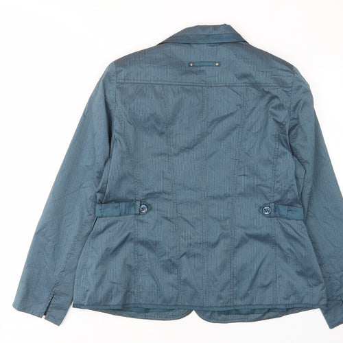 Bonita Womens Blue Biker Jacket Size 16 Button - Zip Pockets