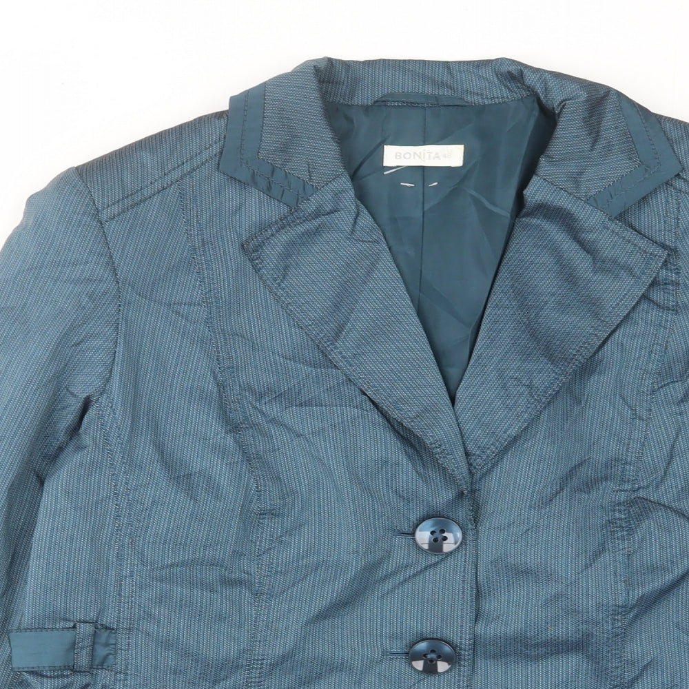 Bonita Womens Blue Biker Jacket Size 16 Button - Zip Pockets