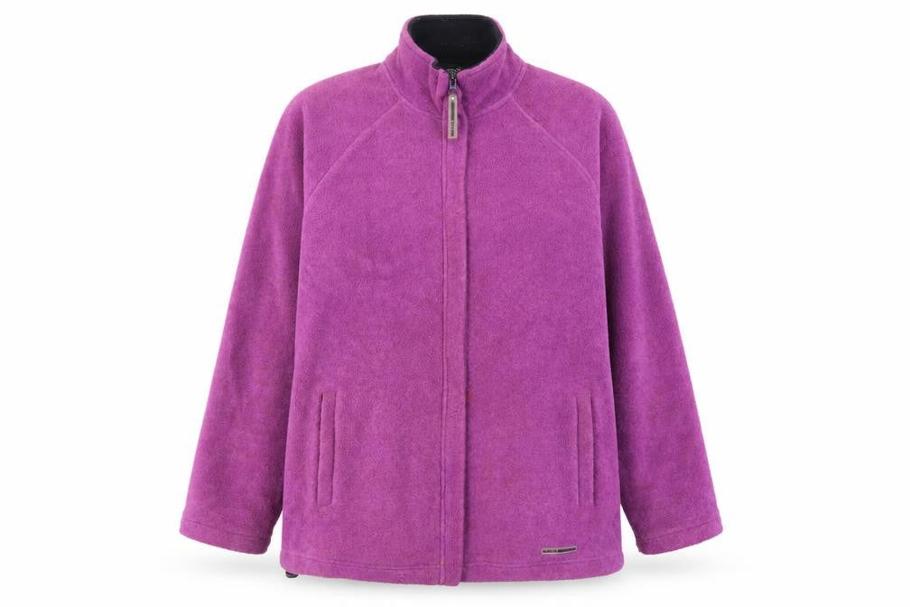 Front view of Maine New England women’s purple jacket, size UK 14, zip - pockets, logo