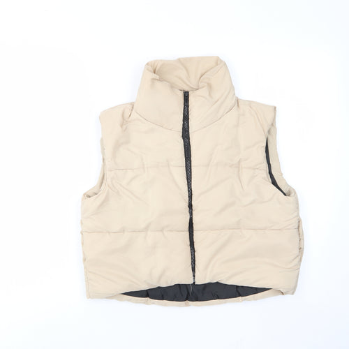 Risin Womens Beige Gilet Jacket Size L Zip - Pockets