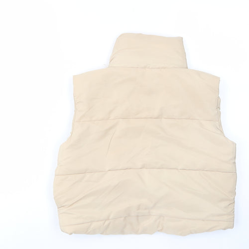 Risin Womens Beige Gilet Jacket Size L Zip - Pockets