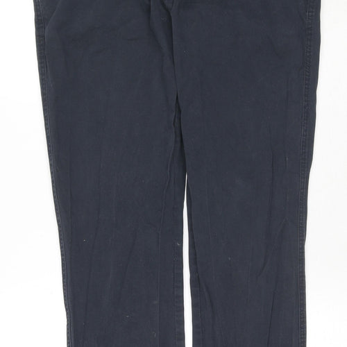 George Mens Blue Cotton Trousers Size 34 in L30 in Regular Zip