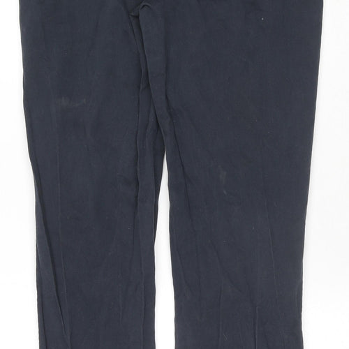 George Mens Blue Cotton Trousers Size 34 in L30 in Regular Zip