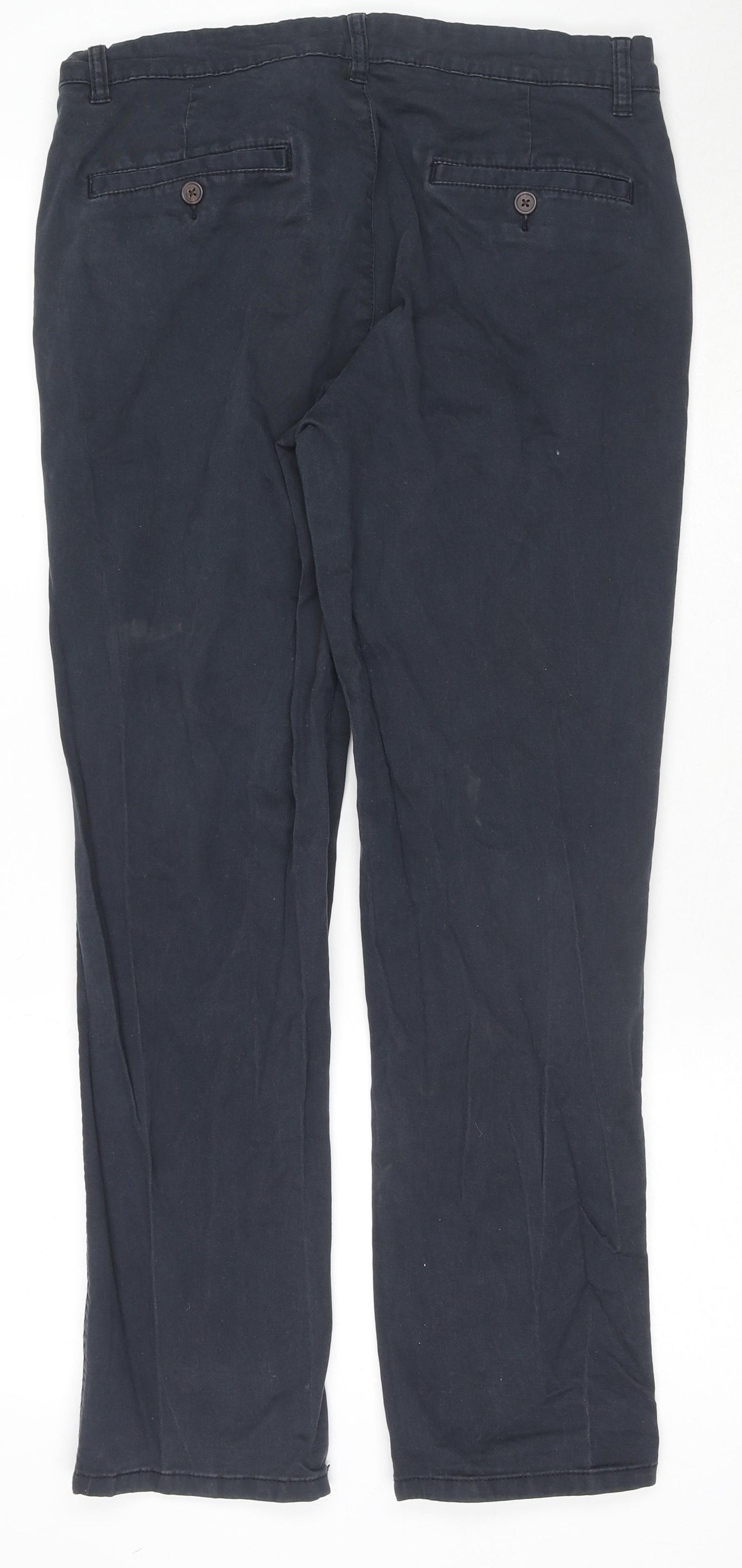 George Mens Blue Cotton Trousers Size 34 in L30 in Regular Zip