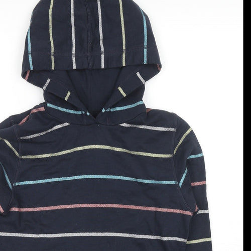 Fat Face Girls Blue Striped Cotton Pullover Hoodie Size 12-13 Years Pullover