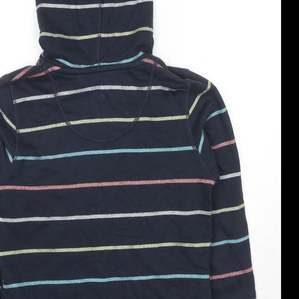 Fat Face Girls Blue Striped Cotton Pullover Hoodie Size 12-13 Years Pullover