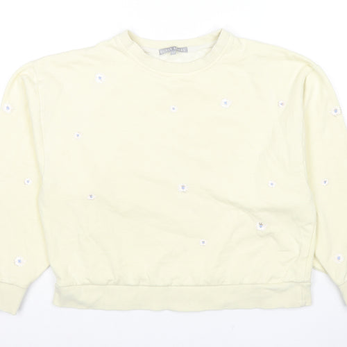 Oliver Bonas Womens Yellow Cotton Pullover Sweatshirt Size 10 Pullover - Flowers