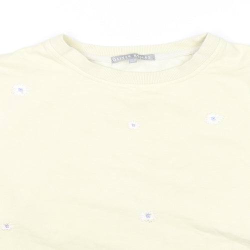Oliver Bonas Womens Yellow Cotton Pullover Sweatshirt Size 10 Pullover - Flowers