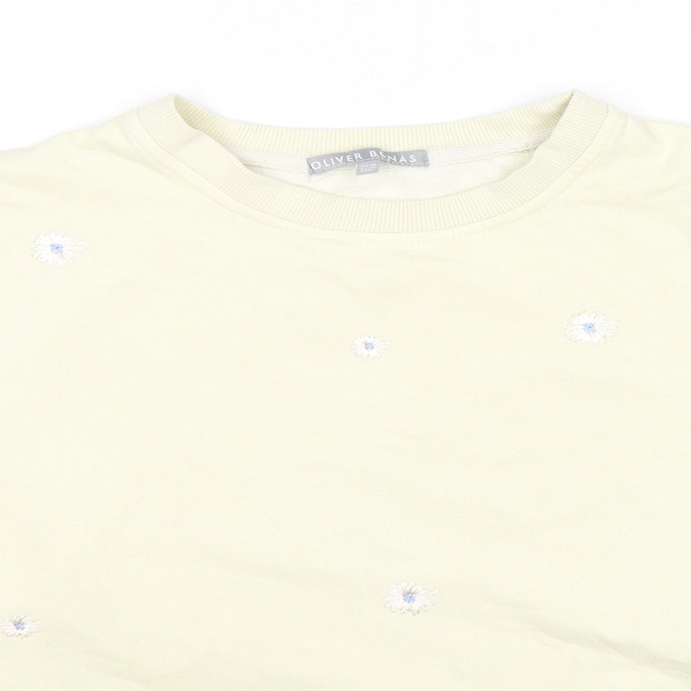 Oliver Bonas Womens Yellow Cotton Pullover Sweatshirt Size 10 Pullover - Flowers
