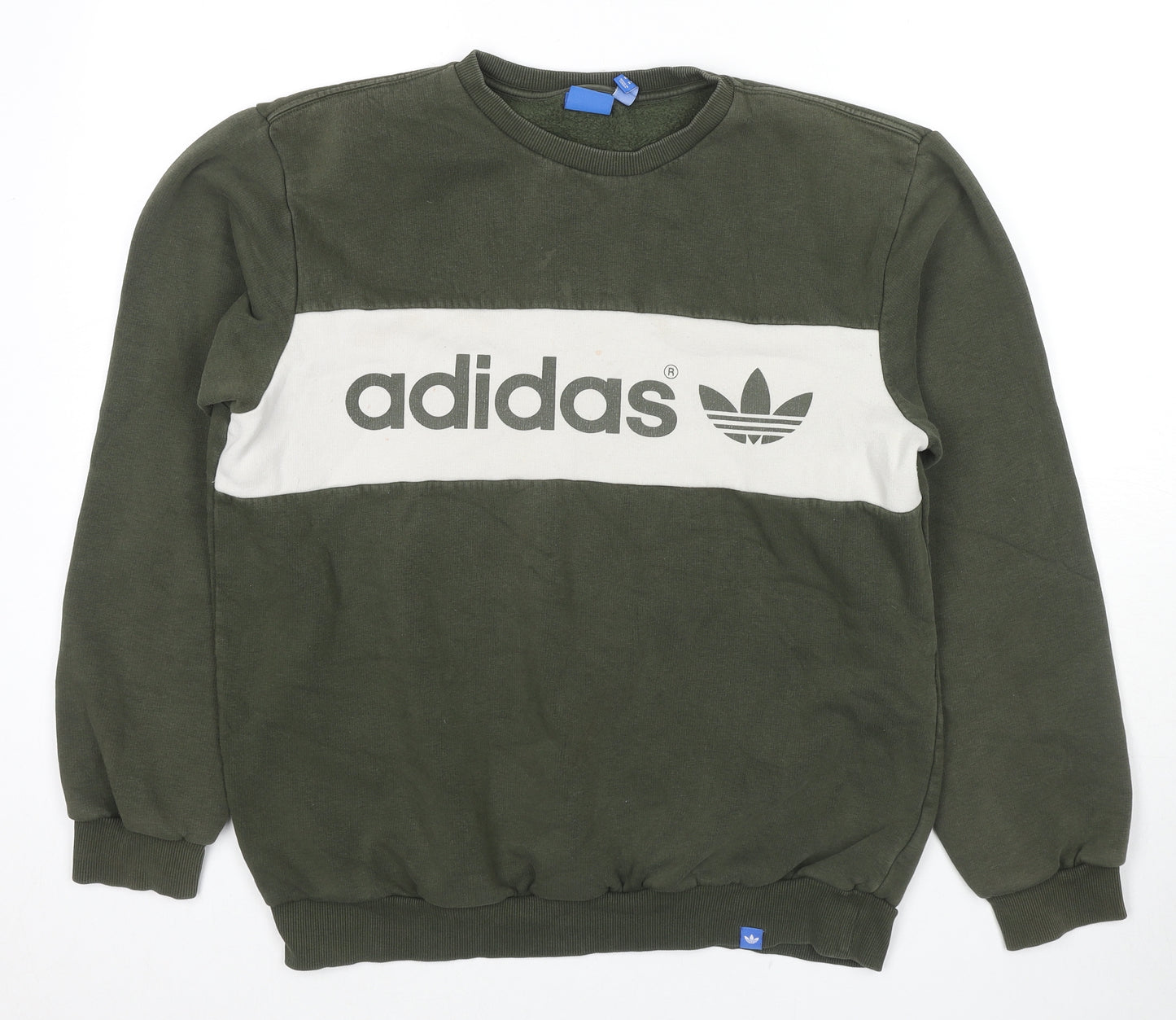 adidas Mens Green Cotton Pullover Sweatshirt Size M - Logo