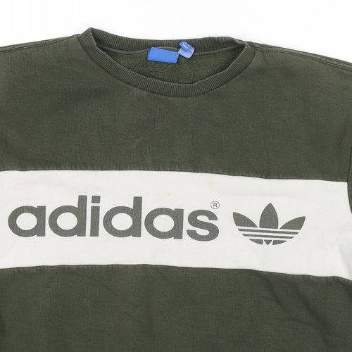 adidas Mens Green Cotton Pullover Sweatshirt Size M - Logo