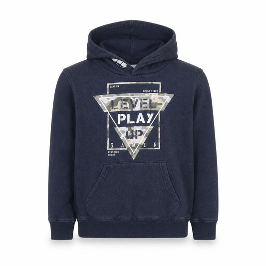Front view of Dynamic boys’ blue cotton pullover hoodie, size 11-12, years pullover - level play up