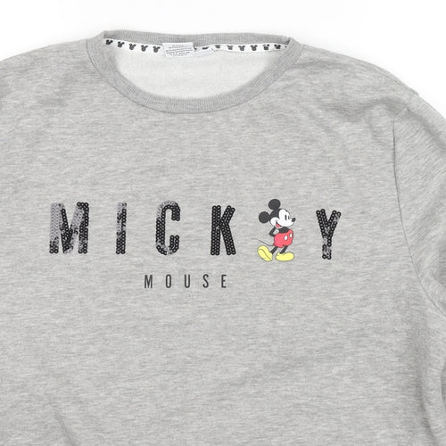 Disney Womens Grey Cotton Pullover Sweatshirt Size 14 Pullover - Mickey Mouse Size 14-16
