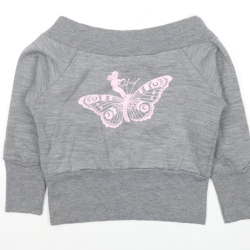 Frost French Womens Grey Polyester Pullover Sweatshirt Size S Pullover - Fairy Butterfly