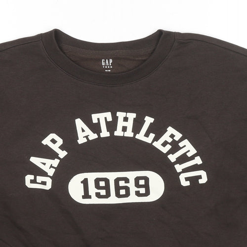 Gap Girls Brown Cotton Pullover Sweatshirt Size 14-15 Years Pullover - Age 14-16 Years Logo