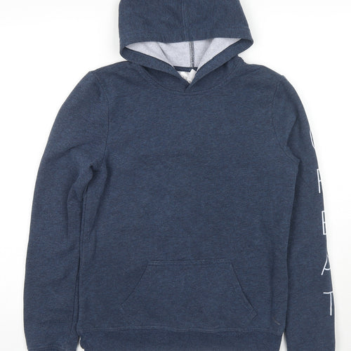 DECATHLON Boys Blue Cotton Pullover Hoodie Size S Pullover - Great