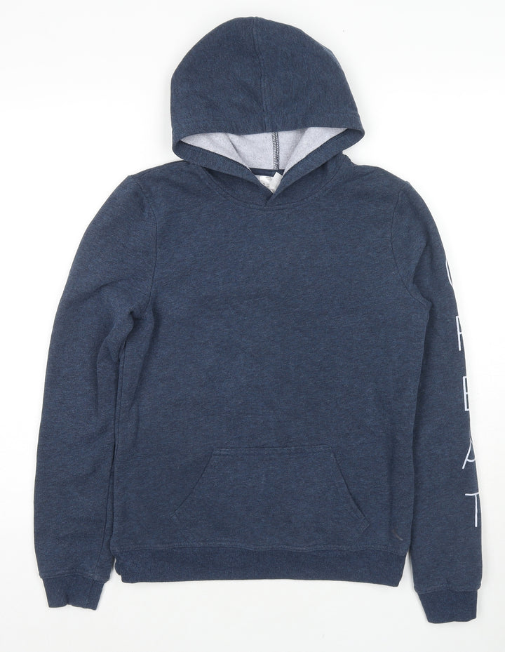 DECATHLON Boys Blue Cotton Pullover Hoodie Size S Pullover - Great