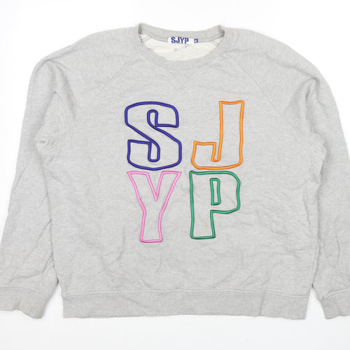 SJYP Womens Grey Polyester Pullover Sweatshirt Size XL Pullover - Logo