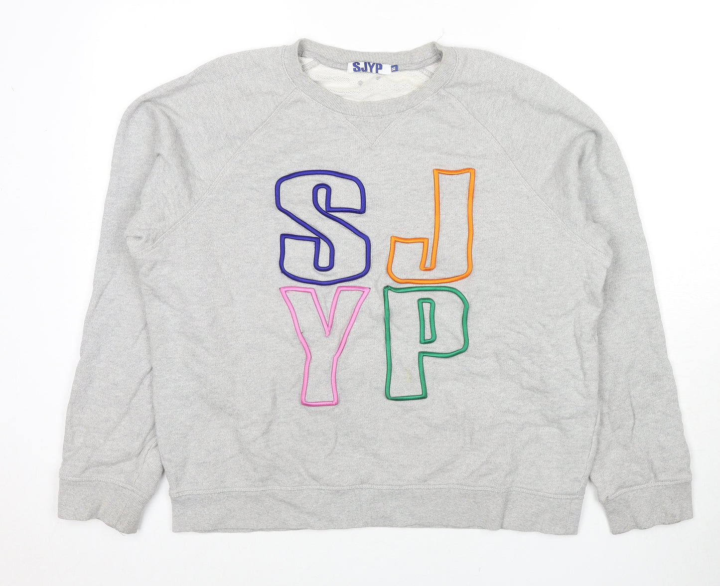 SJYP Womens Grey Polyester Pullover Sweatshirt Size XL Pullover - Logo