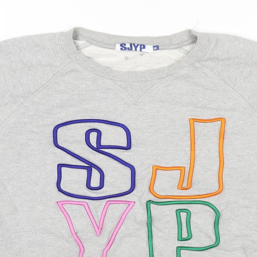 SJYP Womens Grey Polyester Pullover Sweatshirt Size XL Pullover - Logo