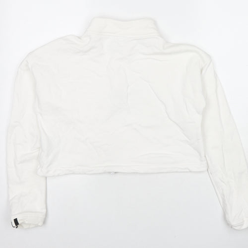 adidas Womens White Cotton Pullover Hoodie Size 14 Pullover - Logo Cropped
