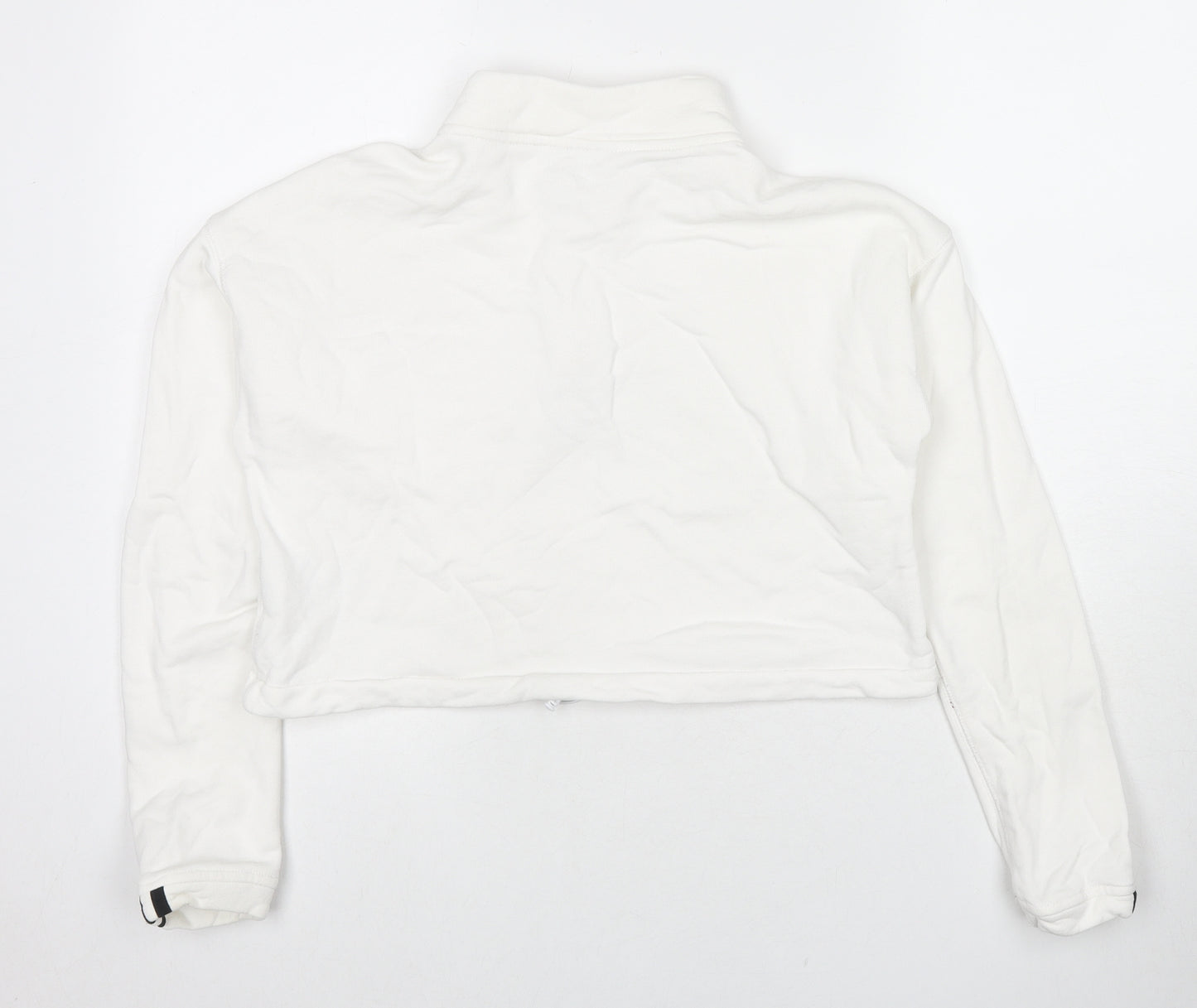 adidas Womens White Cotton Pullover Hoodie Size 14 Pullover - Logo Cropped