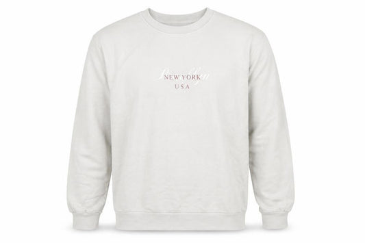 Front view of PRETTYLITTLETHING men’s grey cotton pullover hoodie, size M, - new york usa