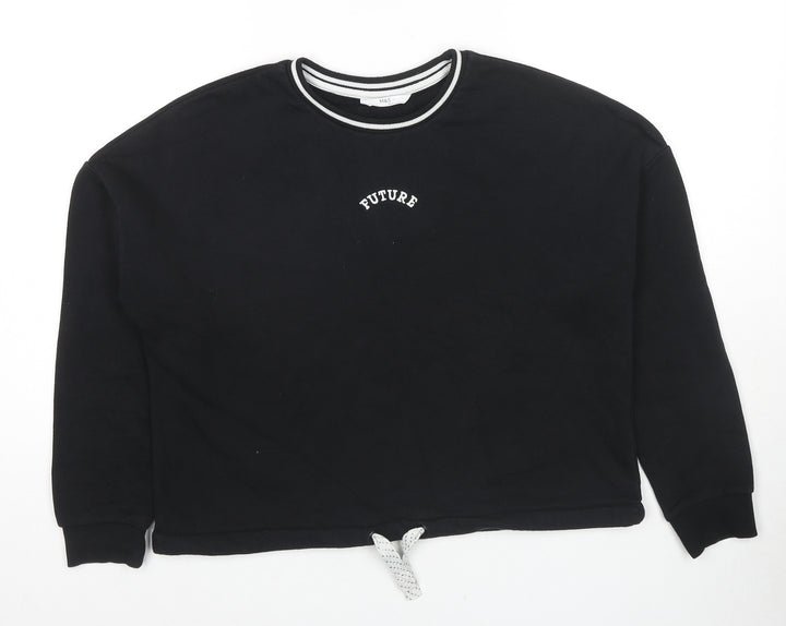 Marks and Spencer Girls Black Cotton Pullover Hoodie Size 12-13 Years Pullover - Future