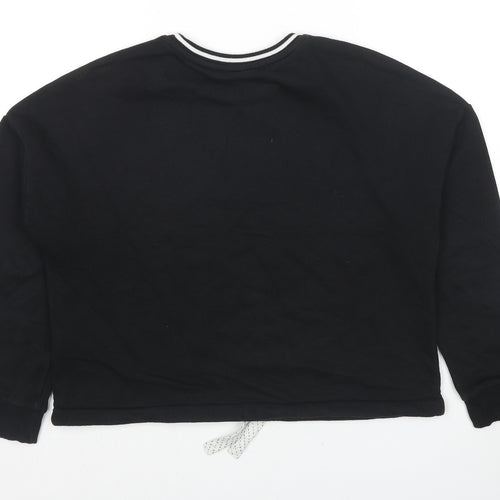 Marks and Spencer Girls Black Cotton Pullover Hoodie Size 12-13 Years Pullover - Future